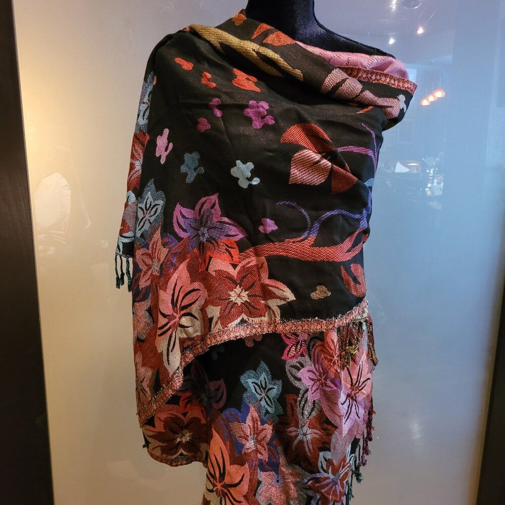 Reversible Screenprinted Silk Scarf (VS1003B1)